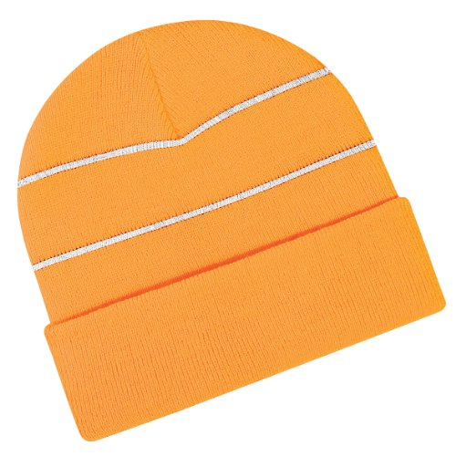 Beechfield Enhanced-viz Hi-Vis Knitted Winter Hat (One Size) (Orange (Fluorescent))