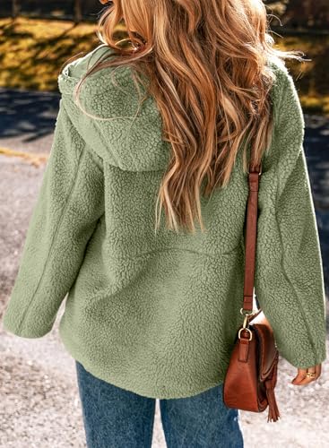 EVALESS Womens Fleece Jacket Long Sleeve Zip Up Sherpa Coats 2025 Fall Winter Trendy Fuzzy Hooded Jackets with Pockets - Image 6