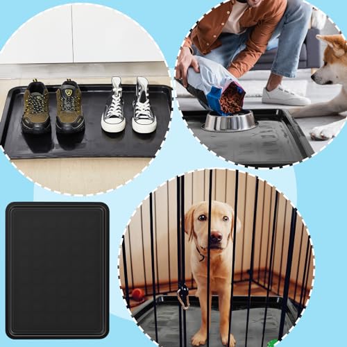 Suzile 4 Pcs Dog Crate Tray Replacement 27 x 20.5 Inches Dog Crate Pan Black Dog Kennel Tray Plastic Bottom Pan Floor Liners for Cat Rabbit Pets Training Cages Food Bowls Holders Accessories