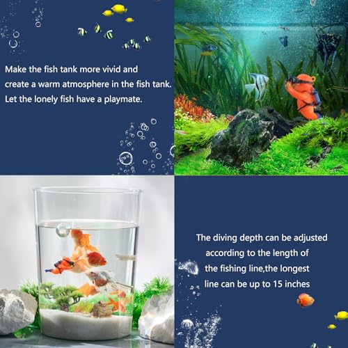 Image of onesimcr Floating Fish Tank Decorations, Aquarium Decorations, Lovely Diver Fish Tank Decorations, Floating Device Fish Tank Accessories,Suitable for All Kinds of Fish Tanks(Orange)