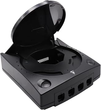 Replacement Plastic Shell Translucent Case Retro Video Game Console Transparent Boxes - Compatible with SEGA Dreamcast - Compatible with Bitfunx(Black)