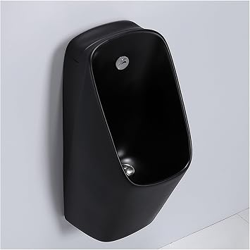 Automatic Sensor Urinal,Wall Mounted Sensor Urinal Mens Bathroom Toilet Urinal,Ceramic Urinals for Men Spill Proof Nighttime,for Home HotelBlack-Ground row