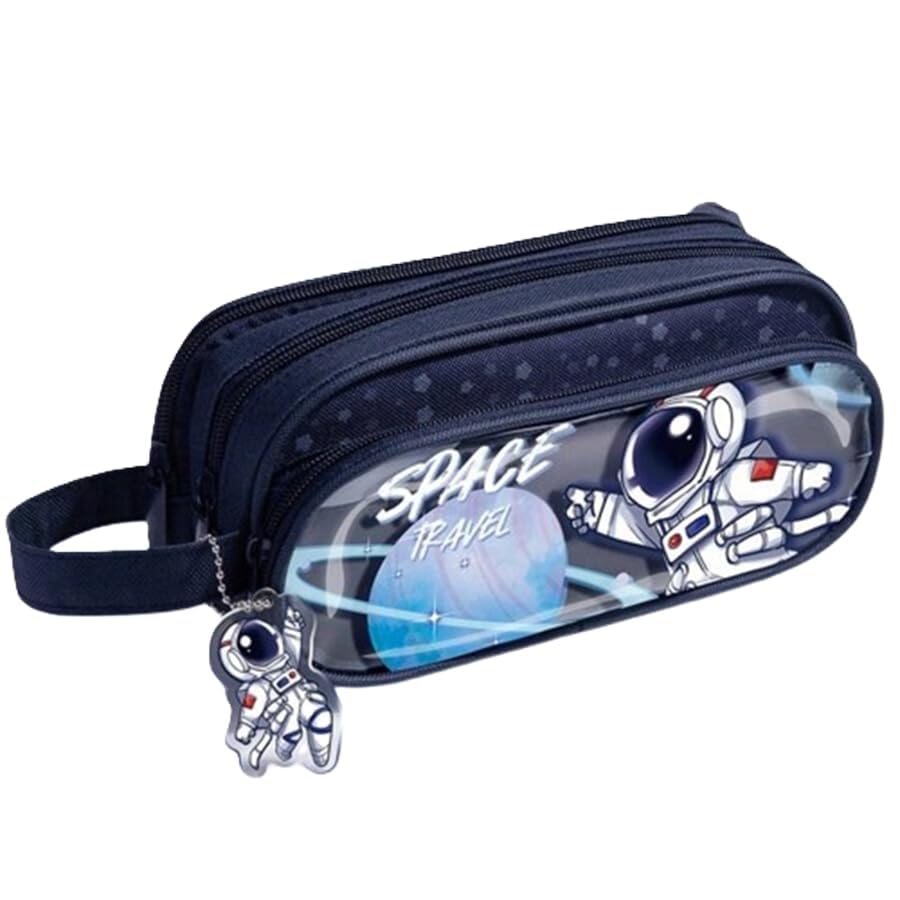Image of Kawaii Space Travel Pencil Pouch with Push Pull Eraser Set for Kids | Premium Large Capacity Pencil Case for Boys & Girls | School Stationery Combo Gift Set