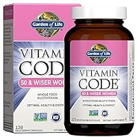 Garden of Life Multivitamin for Women 50 & Over, Vitamin Code Women 50 & Wiser Multi - 120 Capsules, Vitamins for 50 Plus with B Vitamins, Vitamins A, C, D3, E & K, CoQ10, Probiotics & Enzymes