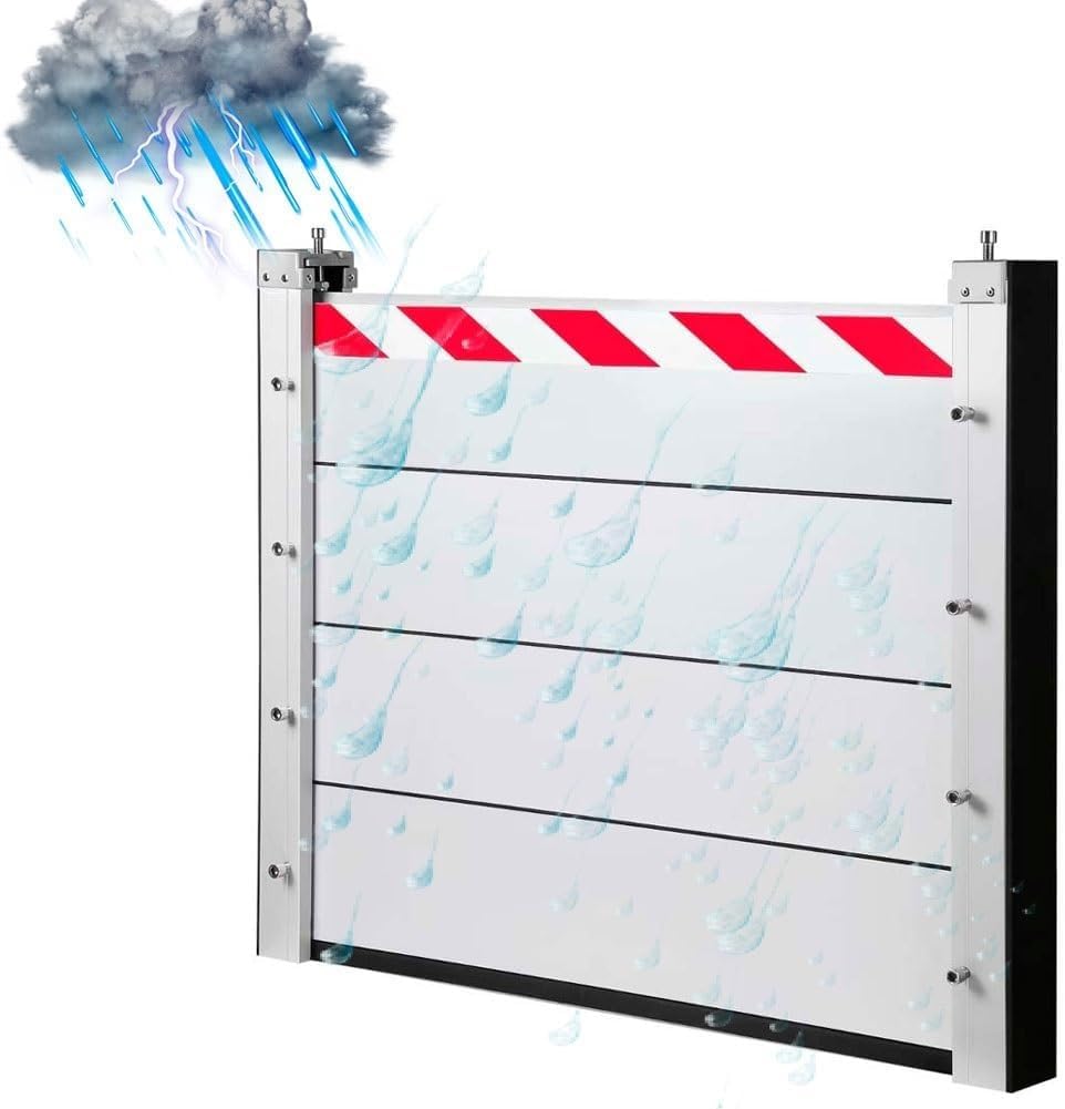 Reusable Flood Protection Barriers,Doorway Flood Prevention Barriers, Detachable Aluminum Unit Module Design Flood Control Baffle Water Stopper Panel(120 * 20cm)