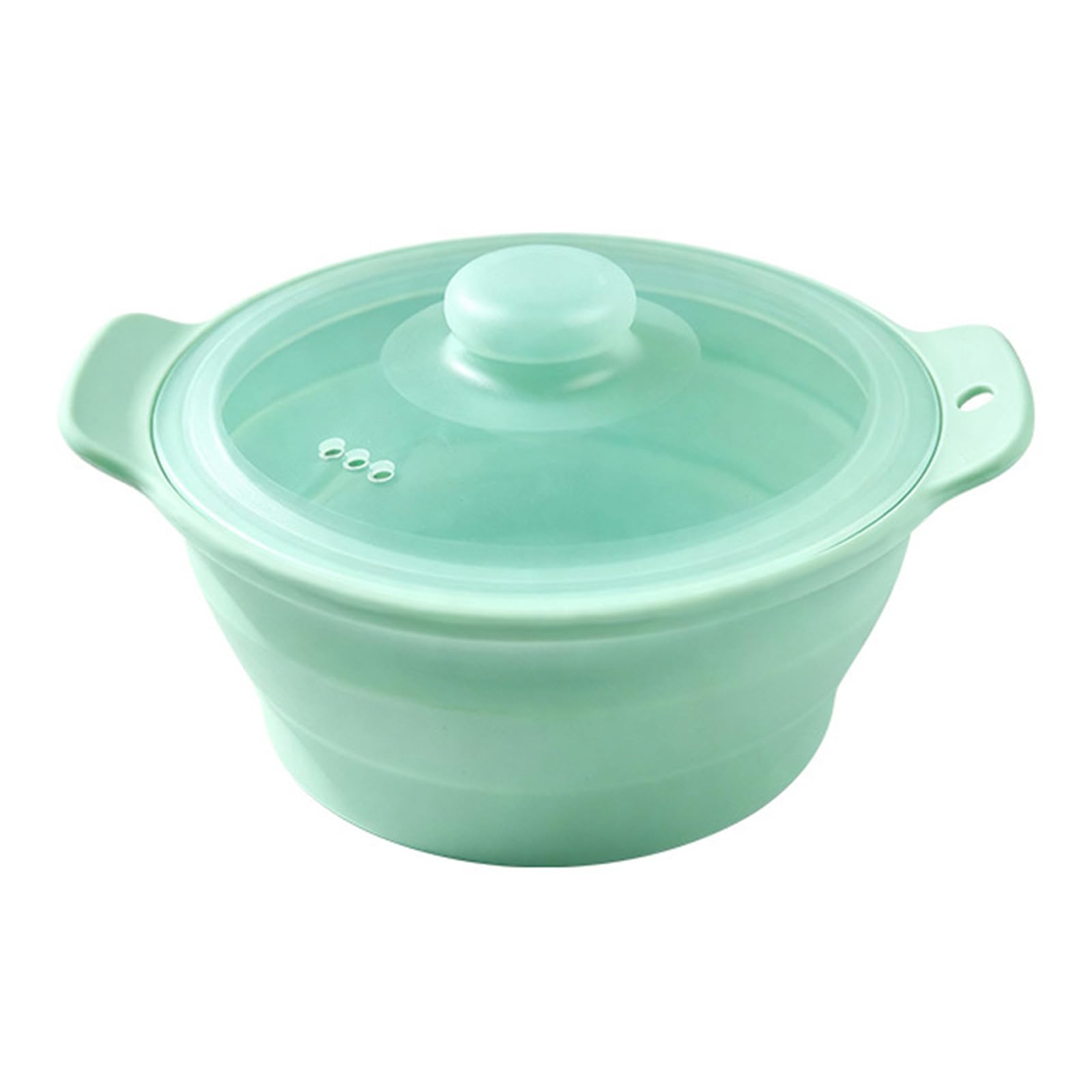 Foldable Steamer Silicone Small Pots with Basket Set for Microwave Cooking Vegetables Fish Rice 42Oz Nonslip Base Microwave Cookware