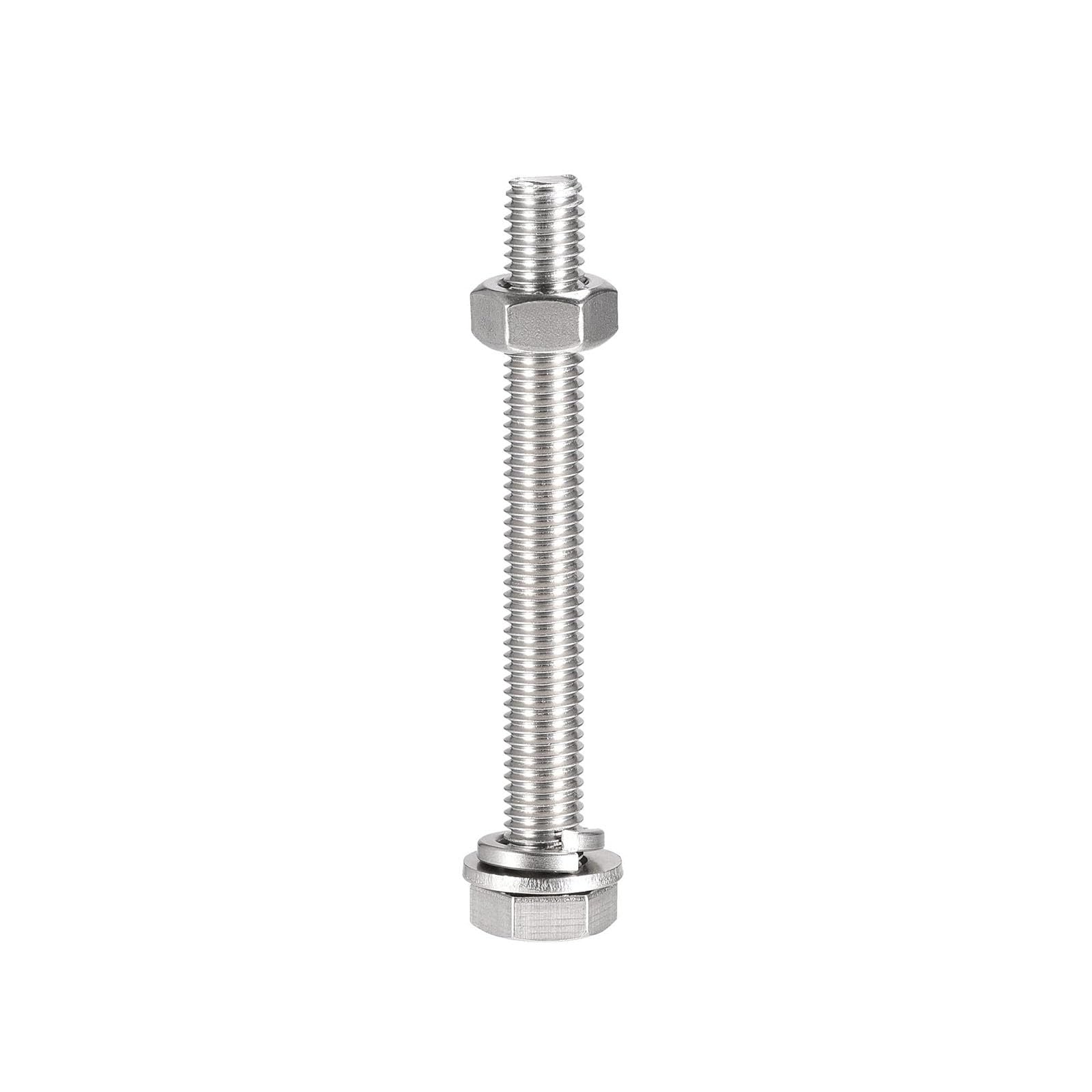 TA-VIGOR 4Pcs M10 x 90mm Hex Head Screws Bolts, Nuts, Flat & Lock Washers Kits, Fully Thread Hexagon Bolts - Image 4