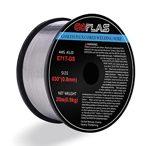 Flux Core Welding Wire, Goflas E71T-Gs .030" 2-Pound Gasless Mig Welding Wire, No Shielding Gas Required #TOP10