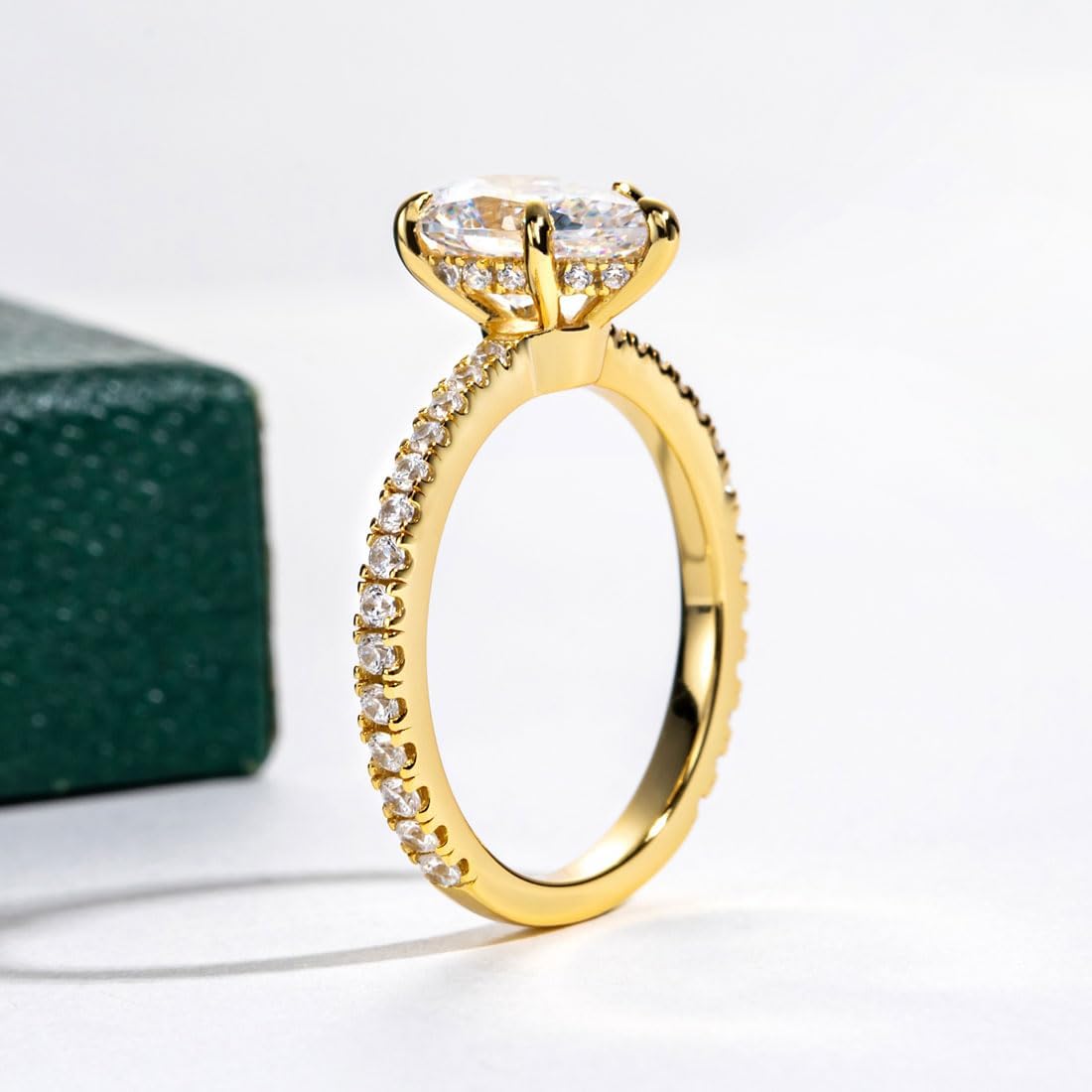 Bo.Dream Yellow Gold Plated Silver Oval/Pear/Cushion/Princess Cut Cubic Zirconia Engagement Rings - Image 4