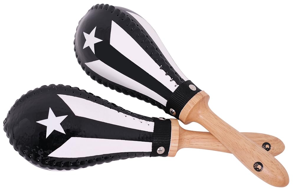 Amazon.com: 5d2 Percussion Puerto Rico Black Flag Rawhide Maracas