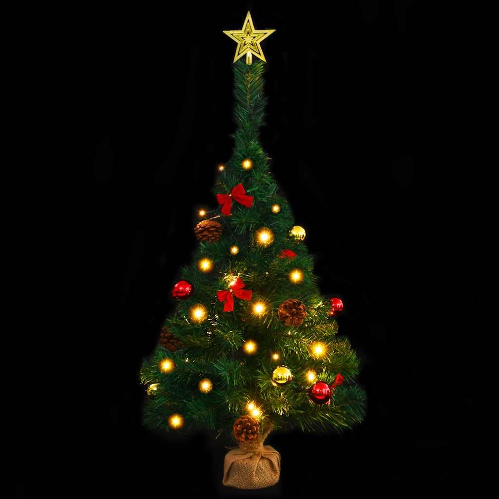 Sztuczne drzewko bożonarodzeniowe z motywem S i ornamentami, zielone 64 cm, dekoracja stołu Pre-Lit do użytku wewnątrz i na zewnątrz, 20, 4 ing, stabilna stalowa podstawa, świąteczna dekoracja