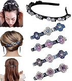 Haarspange mit Kristallblume， Kolibri Haarspange，Satin-Stoff-Haarbänder, Klee-Strass-Haarspange, Strass-Haarspangen, Hair Clipse Mit Klammern， große Haarspangen für dickes Haar (A)…