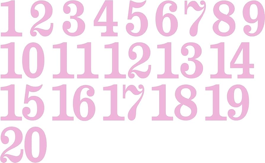 Amazon.com: Pink Numbers 1-20 Stickers Vinyl Decals Choose