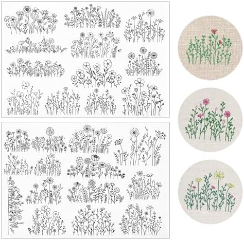 26 Piece Stick and Stitch Embroidery Paper Water Soluble Embroidery Patterns Sewing Stabilizers Adhesive Embroidery Transfer Paper for Embroidery Hand Sewing Beginners