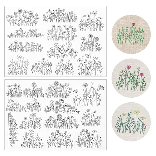 26 Piece Stick and Stitch Embroidery Paper Water Soluble Embroidery Patterns Sewing Stabilizers Adhesive Embroidery Transfer Paper for Embroidery Hand Sewing Beginners