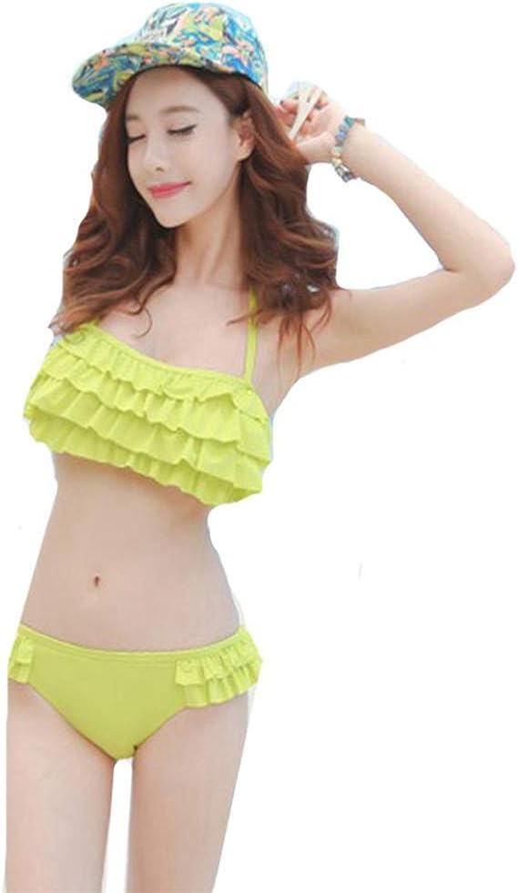 Amazon Co Jp K レディース水着 フリル バンドゥ ビキニ 2点セット 服 ファッション小物