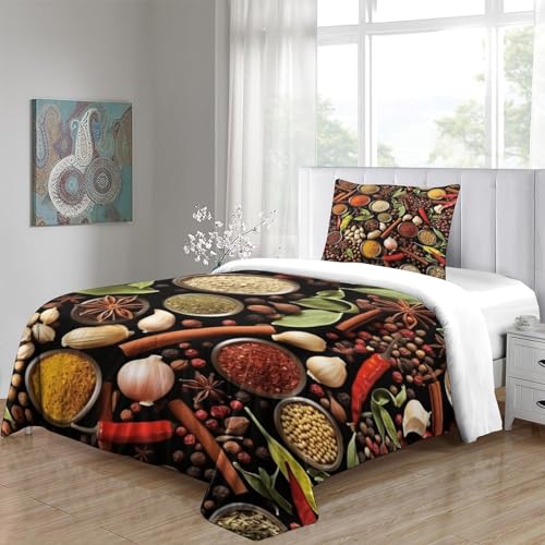 Housse de couette poivre 3D zippée en microfibre pour un lit simple confortable et facile à border - 5