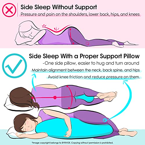 Byriver 39 Inch Pink Purple Cute Body Pillow For Women Girl Side Sleepers, C Shaped Pregnancy Pillow thumb #4