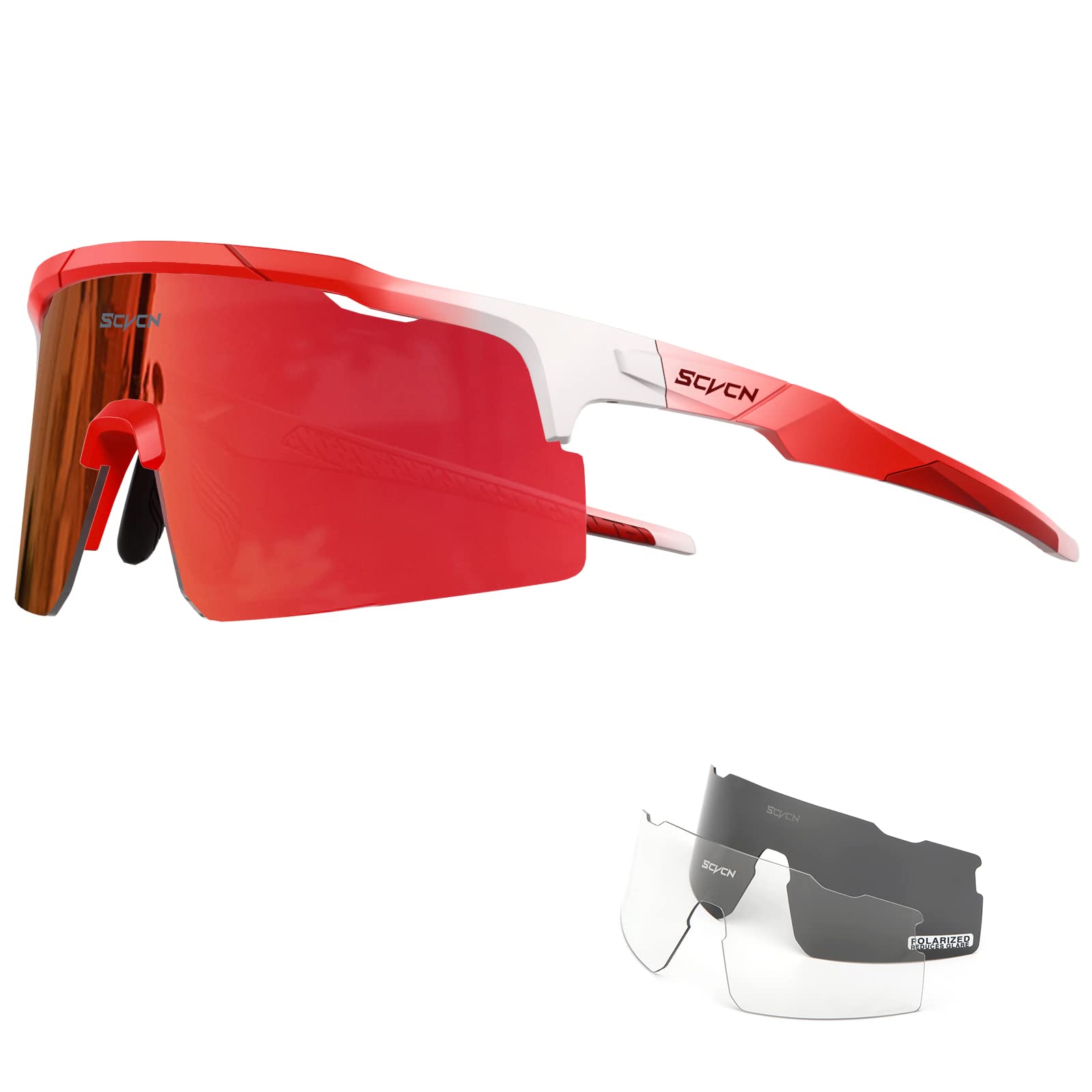 SCVCN Polarizadas Gafas de Ciclismo con 3 Lentes Intercambiables Hombres Mujeres Bicicletas