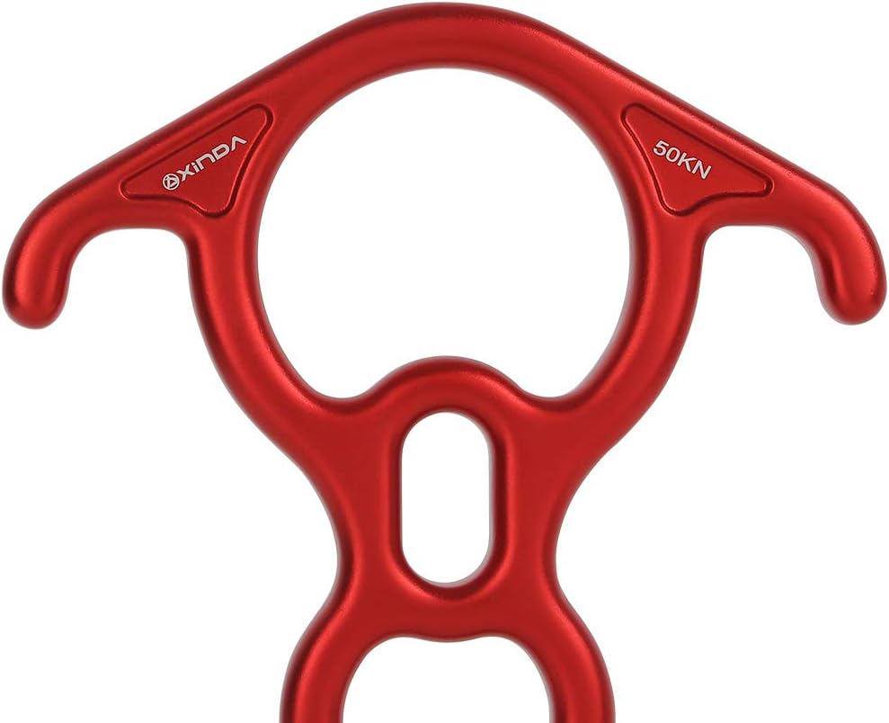 50KN Figure 8 Descender Rescue Rappelling Gear Belay Device Large Bent-Ear Belaying Rock Climbing Peak Rescue Aluminum Alloy Equipment