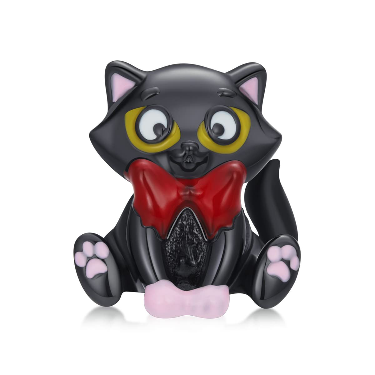 Cuentas de gato negro de plata 925 para pulseras CMBSSTFC 7