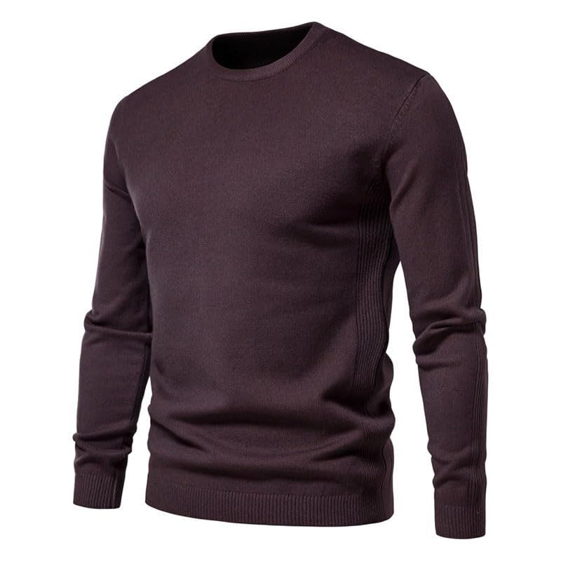 Men's Thickness Knit Pullover O-Neck Solid Long Sleeve Warm Slim Sweaters2