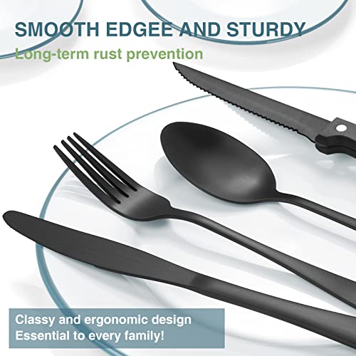Black Silverware Set, Umite Chef 49-Piece Flatware Set with Drawer Organizer, Durable Stainless Steel Cutlery Set for 8, Tableware Eating Utensils with Steak Knives for Home Restaurant by Umite Chef - Image 7