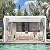 10' × 10' Louvered Pergola, Outdoor Aluminium Canopy with Adjustable Roof Curtains and Netting for Patio, Deck, Garden, Yard, Beach. (White)