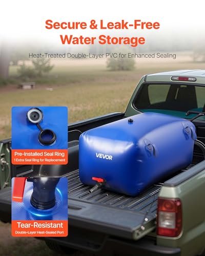 Image of VEVOR Water Storage Bladder 63.4 Gallon Large Capacity Water Bag, Portable & Collapsible Soft Waters Container, Leakproof & Tear-Resistant PVC Emergency Waters Storage Tank for RV Truck & Outdoor Use