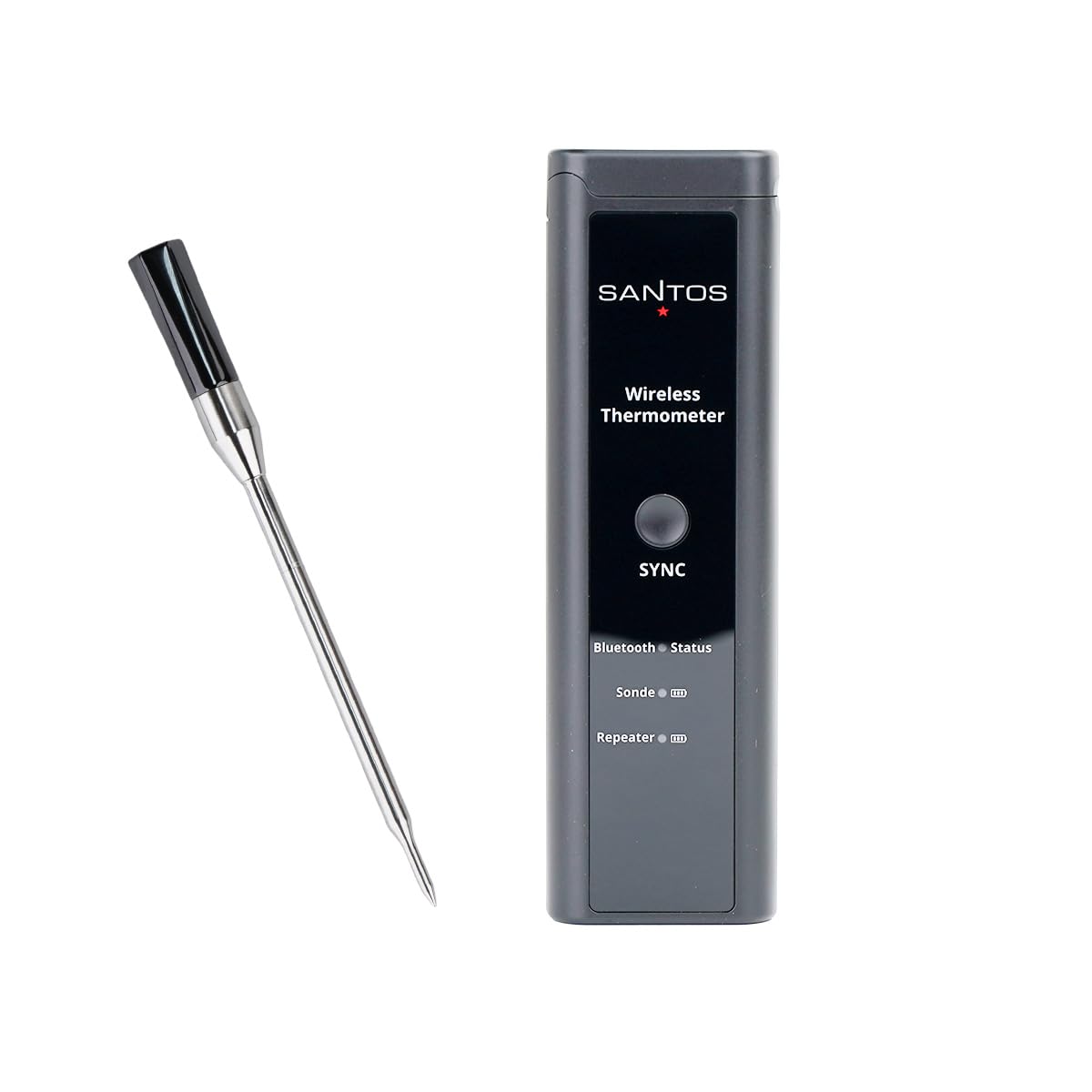 SANTOS Wireless Grillthermometer – Perfekte Grillkontrolle per App; kabellos – Dual-Sensor – IPX7