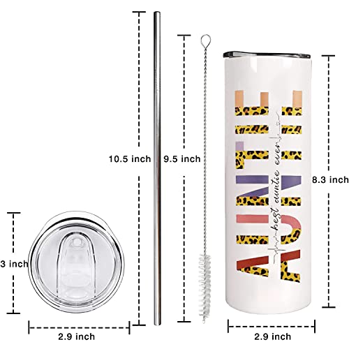 Ceovfoi Aunt Tumbler With Lid And Straw, Best Auntie Ever Gift, 20 Oz Aunt Stainless Steel Insulated Tumbler, To My Aunt Coffee Mug From Niece, Birthday/Mother's Day/Christmas Gifts For Auntie #TOP1