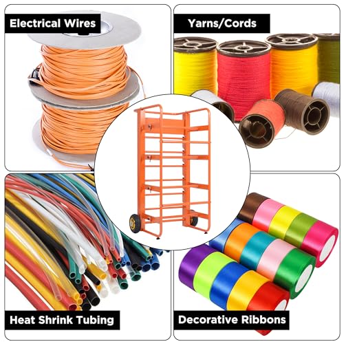Wire Spool Rack Cable Caddy Wire Spool Cart Multi-Spool Wire Rack Dispenser with 11 Rods Multiple Axles Cable Spool Holder Wire Reel Caddy Cart with Wheels and Box for Electrical Industrial Retail