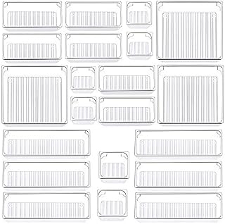 Desk Drawer Organizer Trays, Yibaodan Drawer Dividers Make Up Organizers and Storage Acrylic Clear Organization Bins Storage BoxMake-up Organiser for Kitchen Bedroom Office (21 Set)