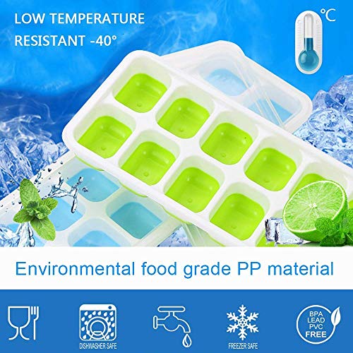 3 Packs Ice Cube Trays Flexible Silicone Ice Cube Tray with Lids Easy Release Stackable Ice Trays