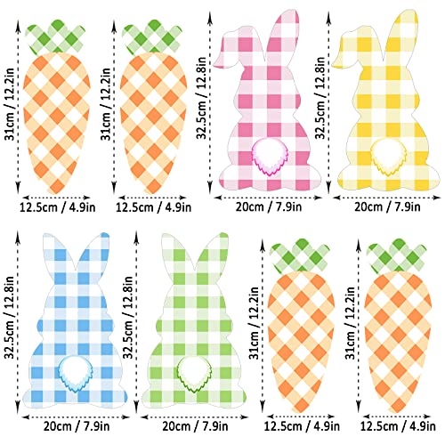 Kavoc 8 Pcs Easter Yard Signs With 16Pcs Stakes Easter Peeps Bunny Lawn Sign Colorful Buffalo Plaid Blue Yellow Rabbit And Carrots Easter Lawn Sign Decorations For Indoor Outdoor Easter Garden Party Supplies #TOP1