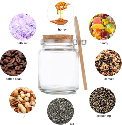 Image of STORE 2508 3 Airtight Glass Spice Jars with Lids and Wooden Spoons | Transparent 200 ml condiment canisters for salt, pepper and chilli flakes; compact storage for kitchen counters.