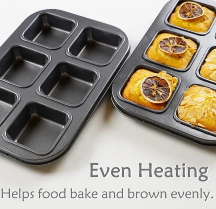 Brownie Tray Loaf Pan 6cavity Square Shape Baking Tray for Muffins and Cupcakes Brownie Cake pan mini loaf pan 2