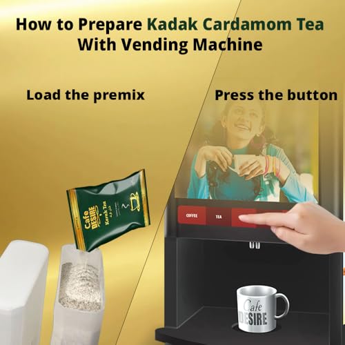 Image of Cafe DESIRE I DRINK SUCCESS - Instant Tea Premix 1 Kg | 3 in 1 | Karak Chai with Strong Cardamom Flavour Imported from Geneva | Makes 80-100 Cups | Use Manually and Vending Machine Suitable - CD57