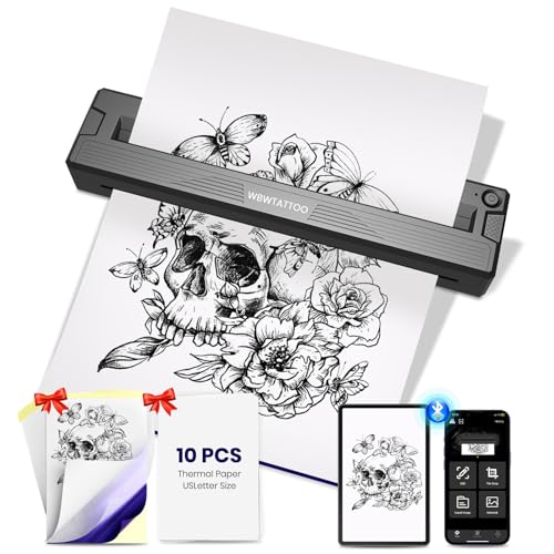 WBWTATTOO Tattoo Stencil Printer Machine,2026 Newly Upgraded Thermal Portable Wireless Bluetooth...