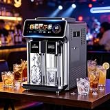 Macchina per il ghiaccio multifunzione con dispenser di ghiaccio tritato e acqua refrigerata, in acciaio inox, serbatoio da 1,5 l, produzione giornaliera di 15 kg, colore bianco.