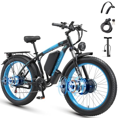 AWD Electric Bike for Adults, Peak 4000W Power 26” Fat Tire Ebike, 34MPH Dual...