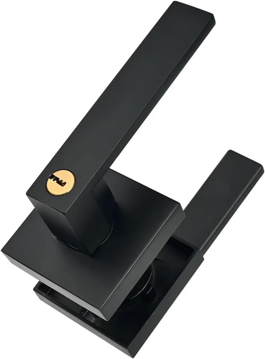 Indoor Door Lock, Aluminum Alloy Handle Adjustable Room Wooden Square Minimalist American Heavy-Duty Three Bar(Greyish Brown)