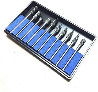 eBoTrade 10 Pieces Tungsten Carbide Rotary Burr SET 1/8" Shank/double Cut Carbide Rotary