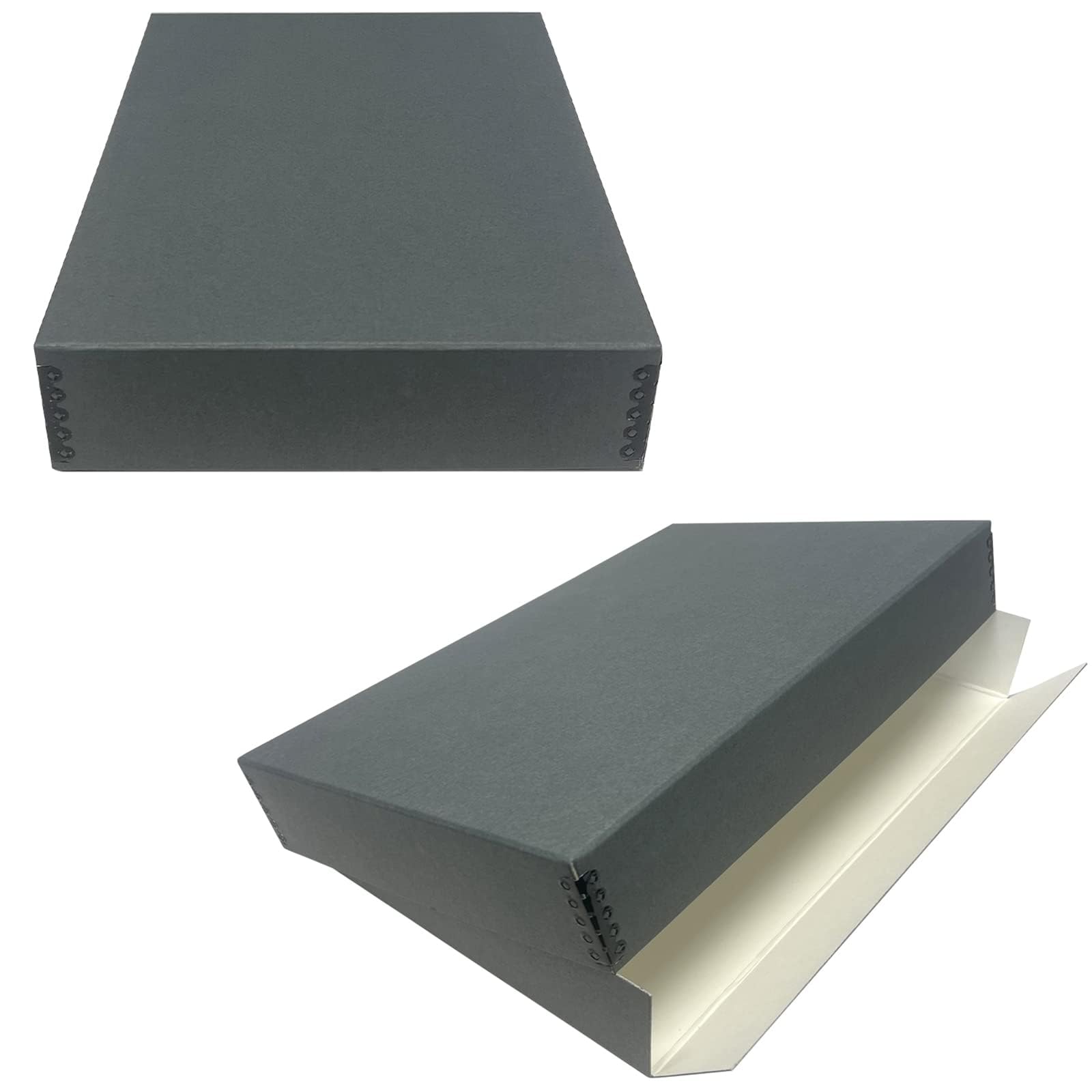 Lineco Blue/Gray Museum Archival Storage Box, 11.75X18.25x3 In. Drop Front Design. Acid-Free With Metal Edge. Organize Photos, Pictures, Prints, Documents, Crafts, Diy. 2 Pack