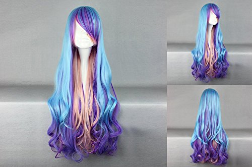 Ladieshair Cosplay Perücke blau 80cm lolita Cover