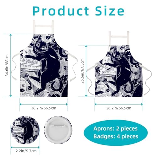 Tablier de serveuse chat noir pour restaurant et bar avec broches