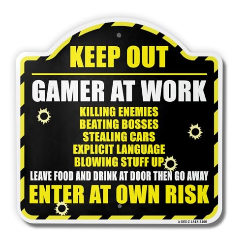 Keep Out Gamer at Work 18" X 18" Heavy-Gauge Aluminum