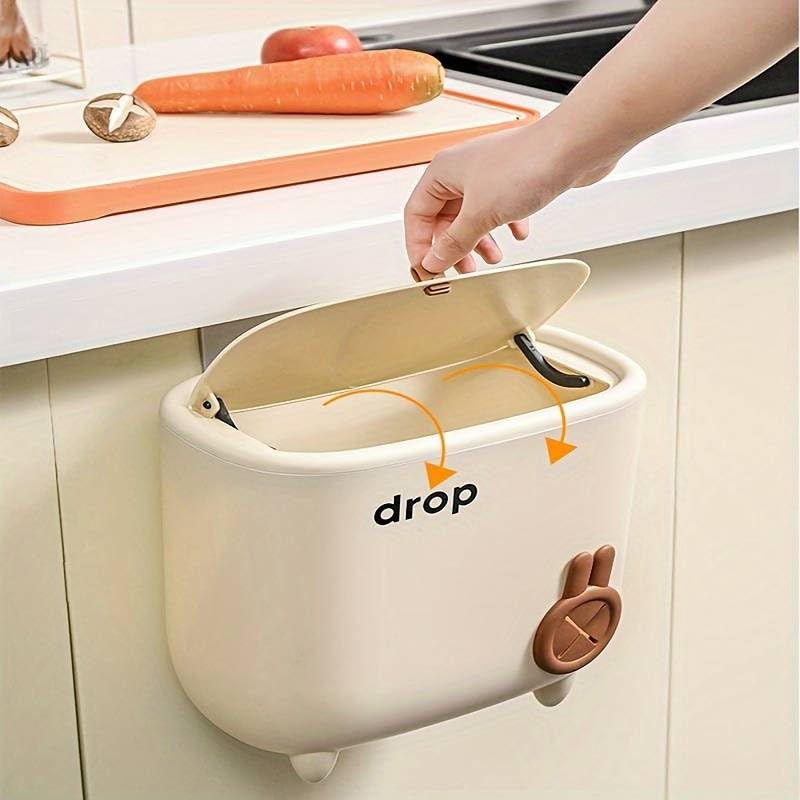 Brikipth 2.4 gallon Household Trash Can, Bathroom Kitchen Living Room Garbage Can With Lid, Bedroom Large Capacity Rubbish Bin, Wall-mounted Light Luxury Paper Basket, Home Supplies, Cleaning Supplies 3