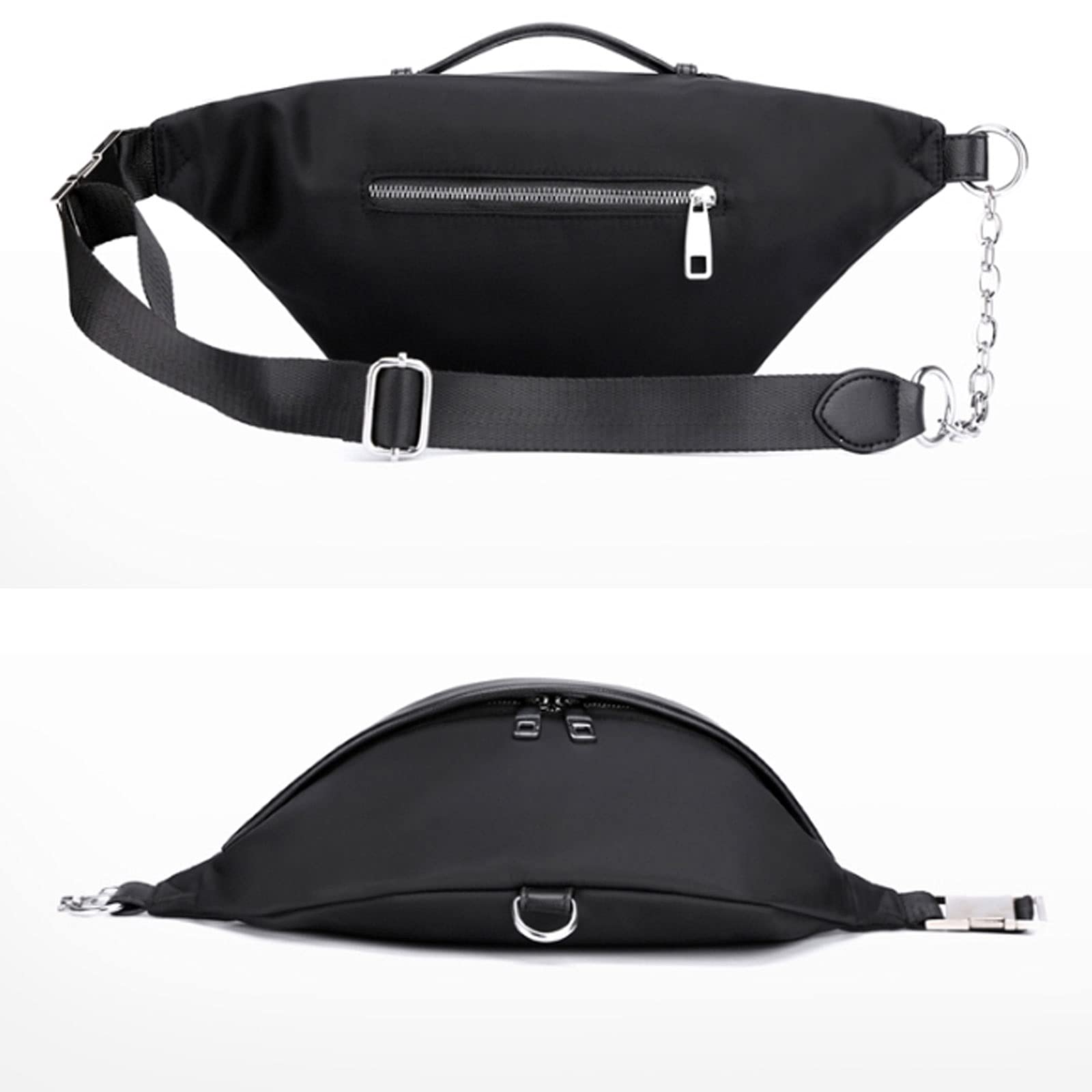 Bum Bag damska saszetka biodrowa wodoodporna nylonowa crossbody torba kurierska damska czarna lampart torebki na zewnątrz podróż codzienna torba na telefon, Czarny, Jeden rozmiar
