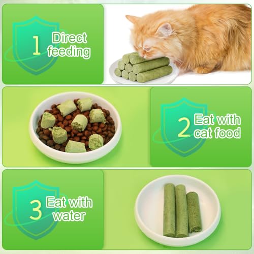 OSDUE 6 Stück Katzengras Snack, Cat Grass Teething Stick, Katzengras Sticks Gefriergetrocknet Snacks für Katzen, Katzenminze, Beißstab aus katzengras, für die Zahnpflege und Haarknäuel Entfernen